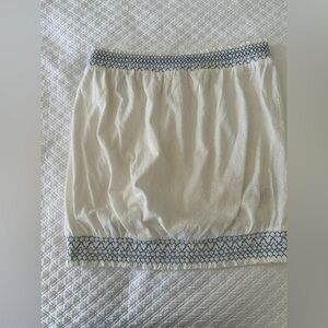 Anthropologie White Strapless Top with Blue Smocking size S, never worn